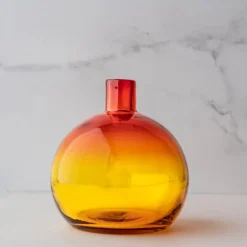 Blenko Tangerine Ball Bud Vase