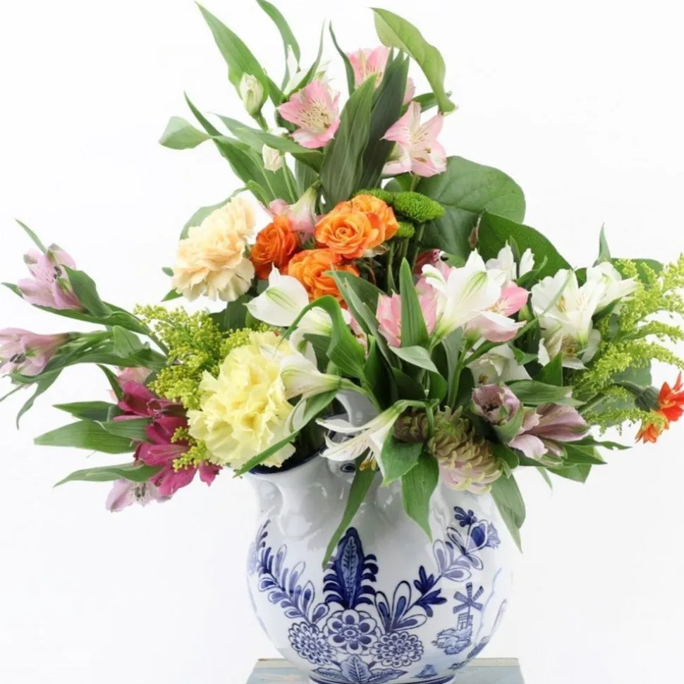Blue and White 9" Porcelain Flower Vase