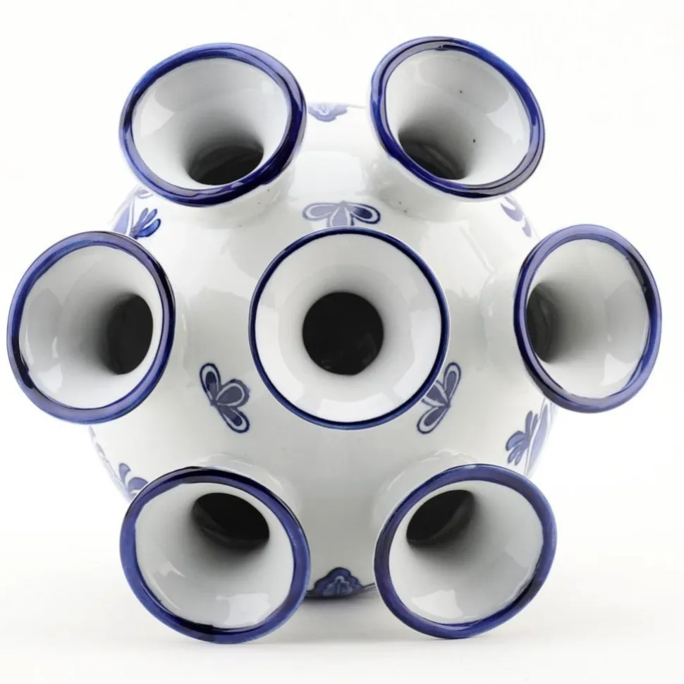 Blue and White 9" Porcelain Flower Vase