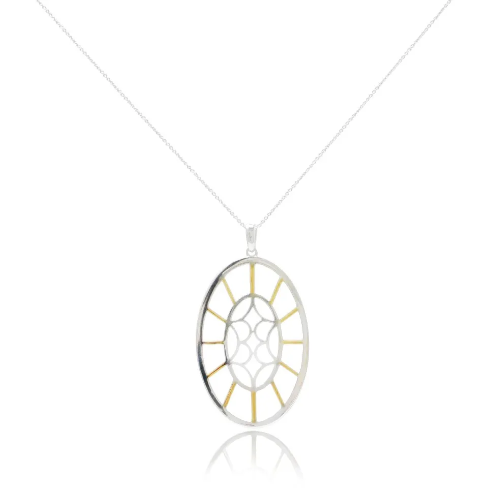 Bull's Eye Oval Pendant in Sterling Silver & Gold Plate