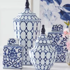 Chinoiserie Lidded Jar - Blue and White Jar