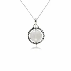 Crystal and Topaz Sterling Silver Reflector Pendant