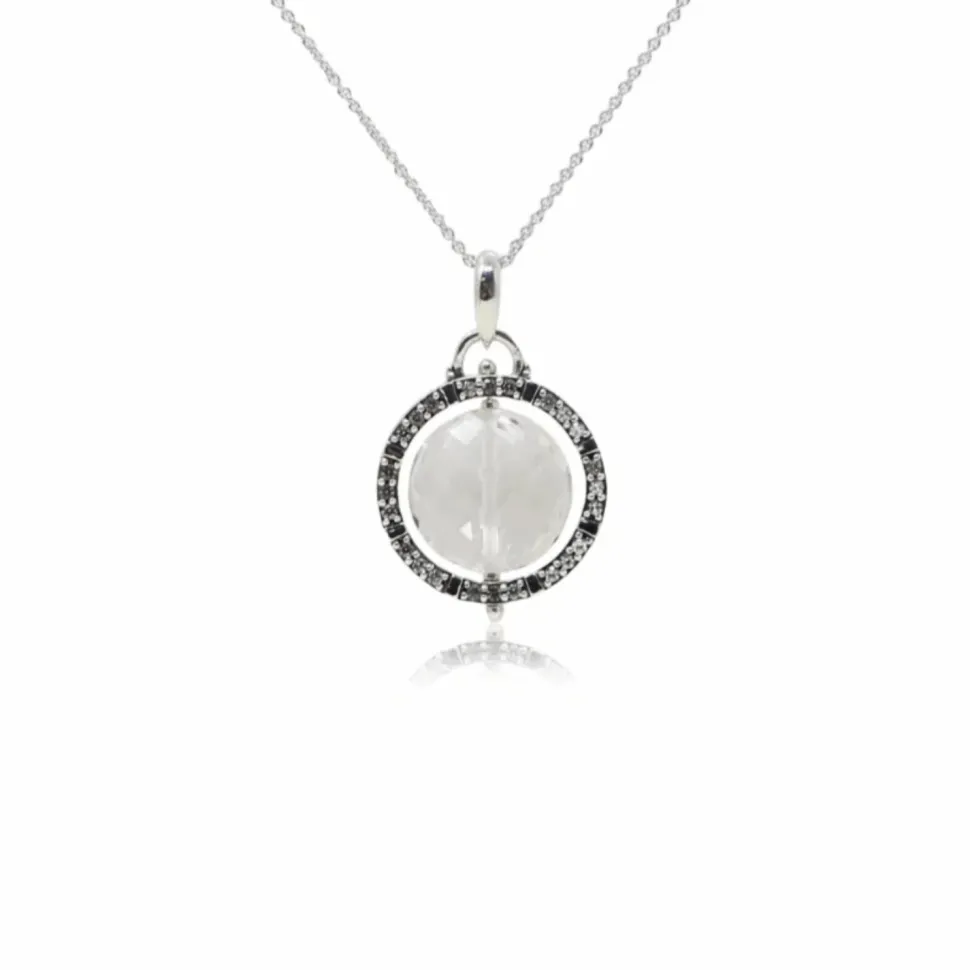 Crystal and Topaz Sterling Silver Reflector Pendant