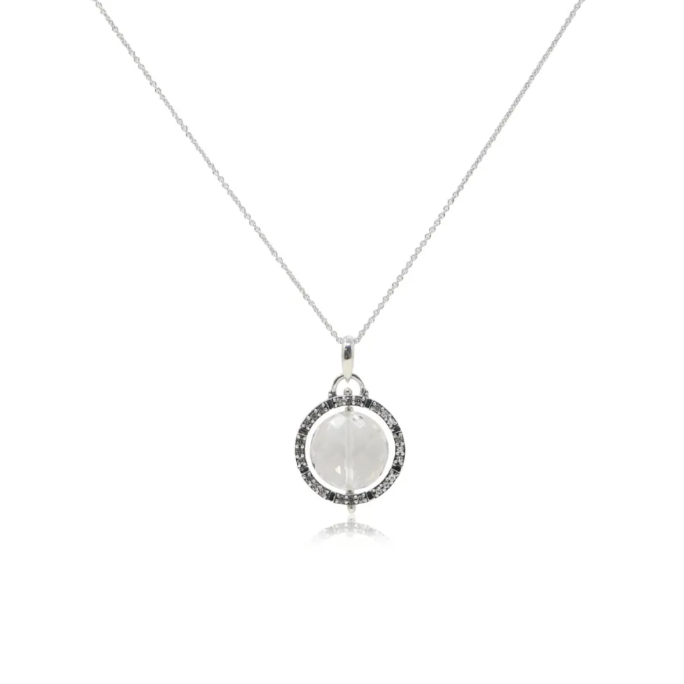 Crystal and Topaz Sterling Silver Reflector Pendant