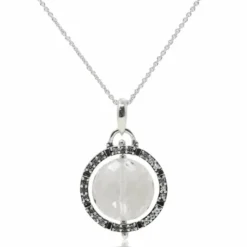 Crystal and Topaz Sterling Silver Reflector Pendant