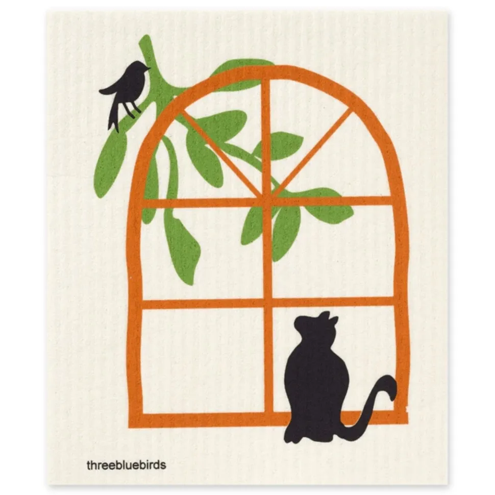 Eco-friendly Swedish Dishcloth - Cat and Bird