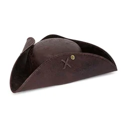 Faux Leather Brown Tri-cornered Hat