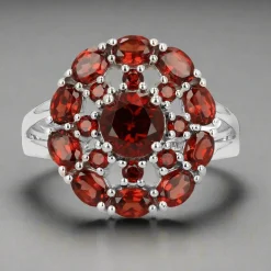 Garnet Cluster Ring