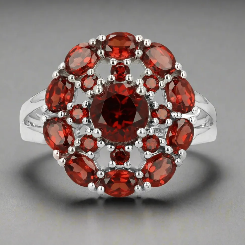 Garnet Cluster Ring