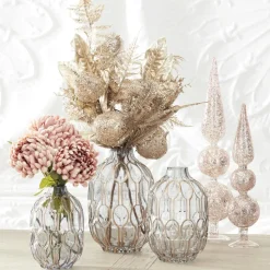 Gold Embossed Glass Vase - Assorted Sizes
