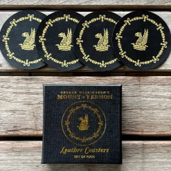 Leather Coasters - Boxed Set of Four - Black