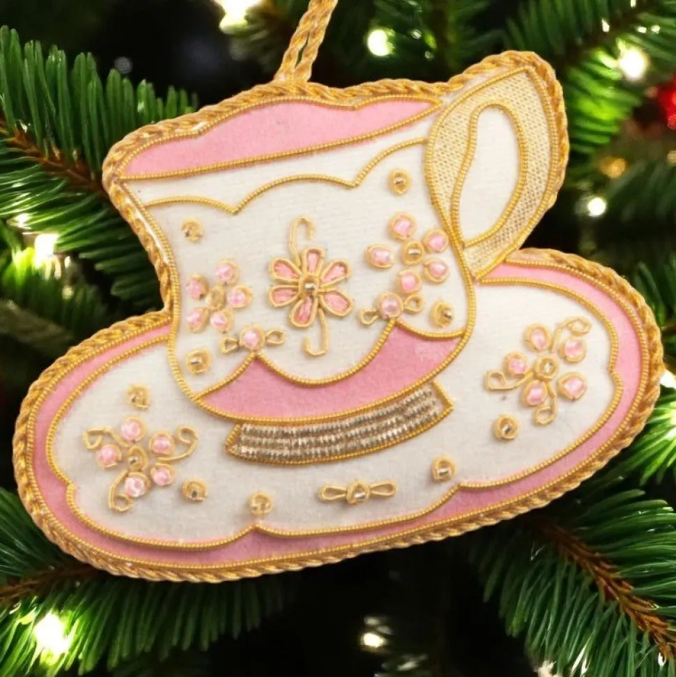 Pink & White Teacup Ornament St. Nicolas