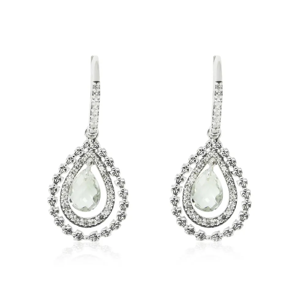 Sterling Silver Beaded Briolette Earrings