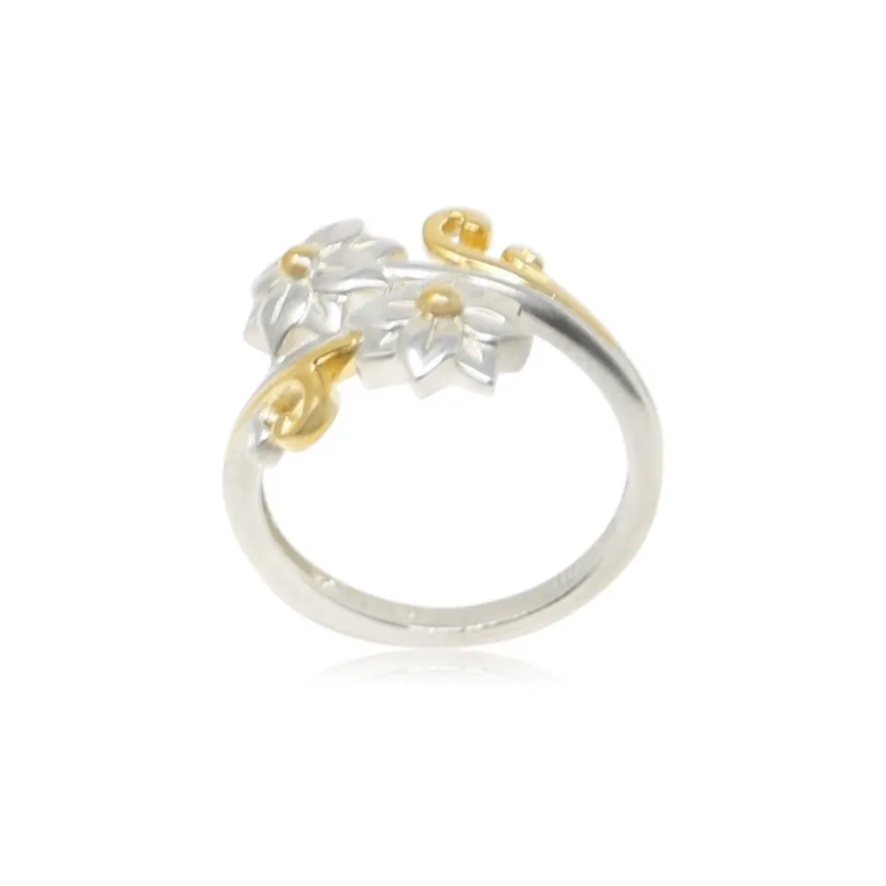 Sterling Silver & Gold Plated Floral Swirl Ring