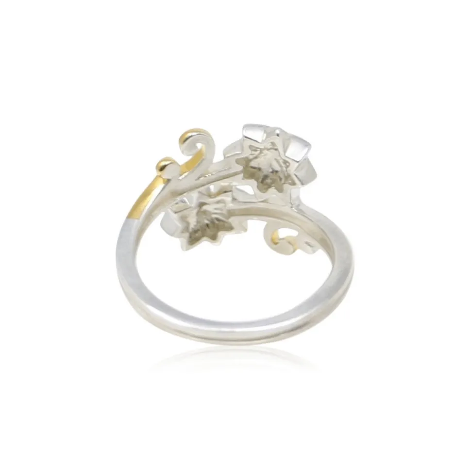 Sterling Silver & Gold Plated Floral Swirl Ring