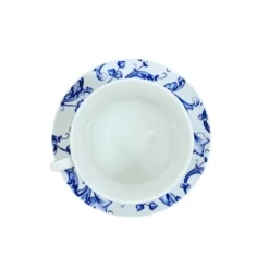 Teacup and Saucer Blue Leaf Scroll