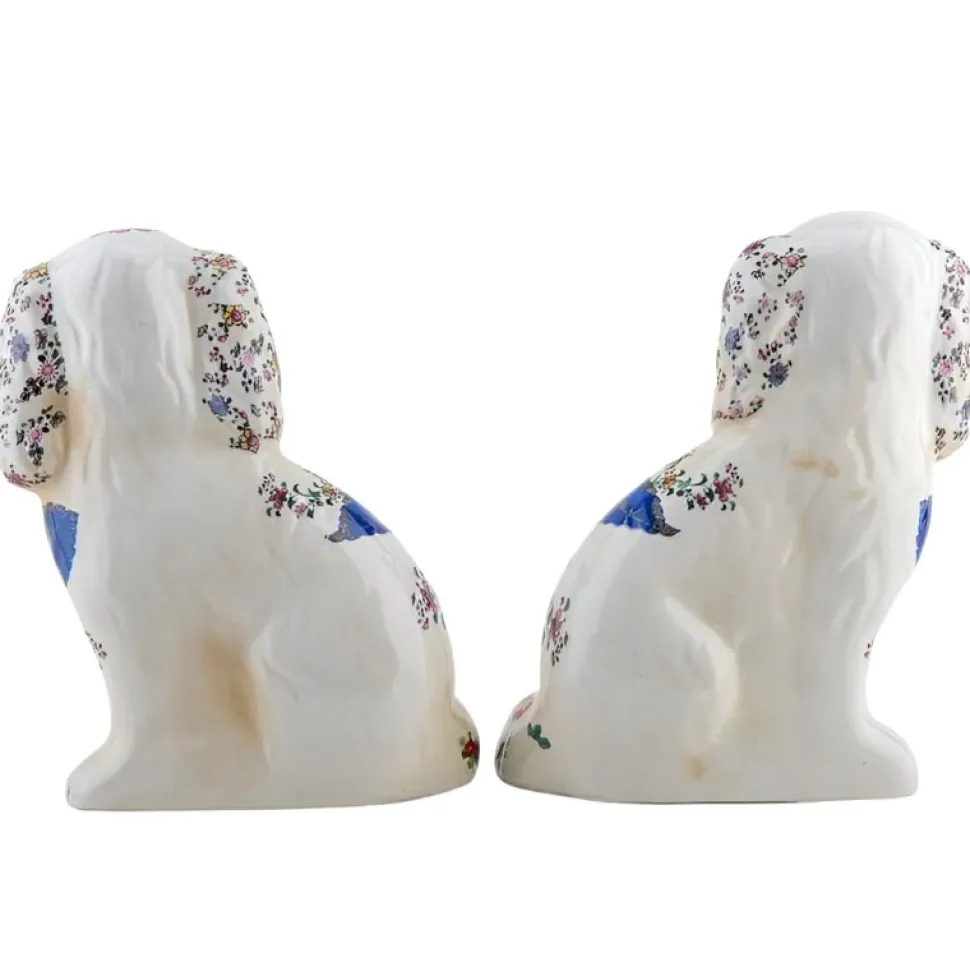 Tobacco Leaf Petite Staffordshire Dog Pair
