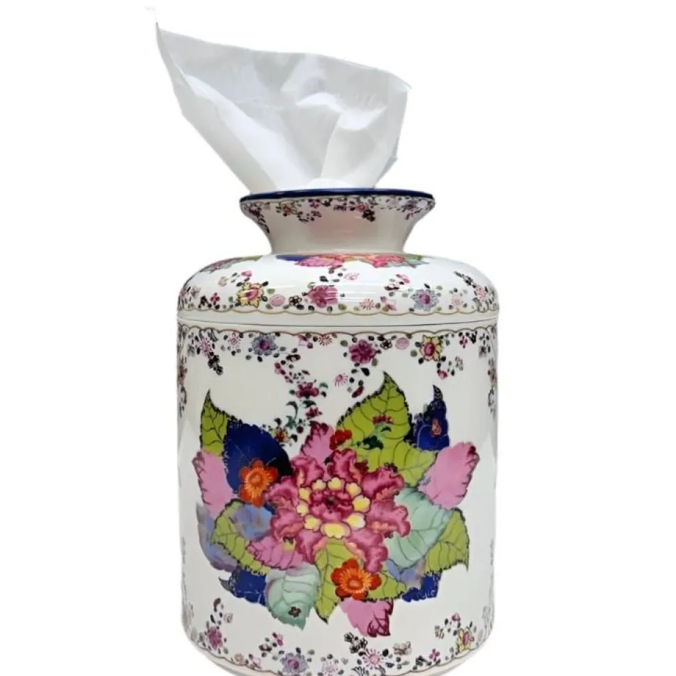 Tobacco Leaf Porcelain Tissue Box Cover Jar
