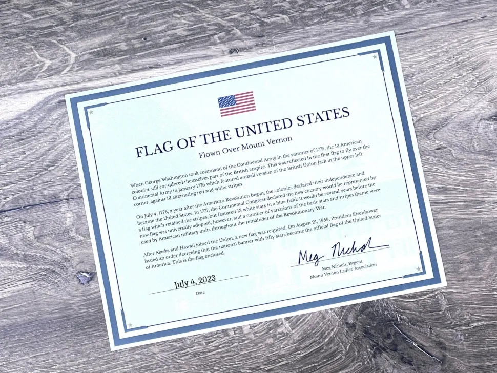 United States Flag Flown Over Mount Vernon