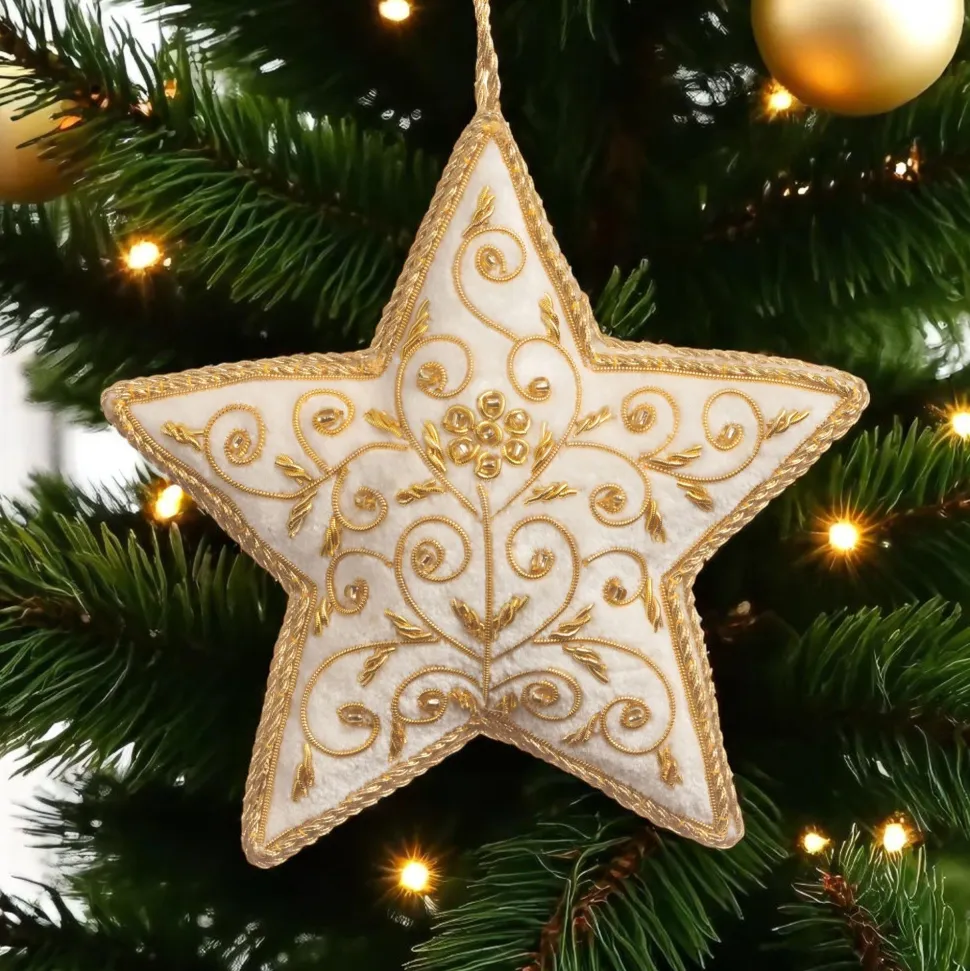 White & Gold Star Ornament St. Nicolas