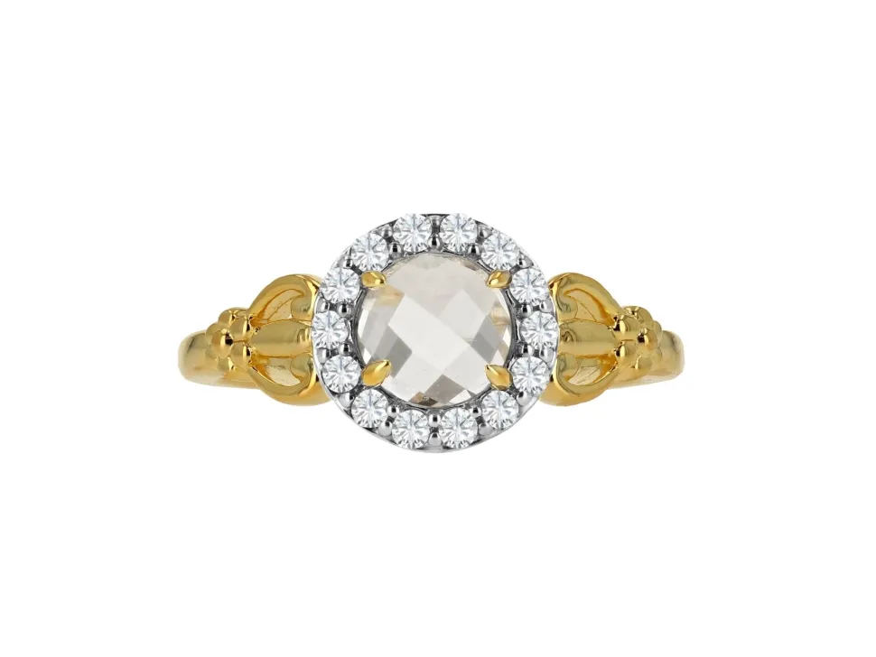 White Topaz Rosecut Ring